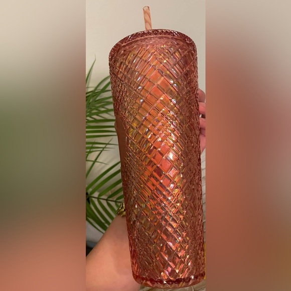 Starbucks Holiday 2021 Iridescent Rose Gold Jeweled Venti Cold Cup Tumbler 24 oz - Picture 3 of 4